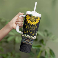Flores de Mayo and Filipino Fiesta Tumbler With Handle The Sun-Jasmine and Polynesian Yakan Tattoo Barong Style