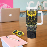 Flores de Mayo and Filipino Fiesta Tumbler With Handle The Sun-Jasmine and Polynesian Yakan Tattoo Barong Style