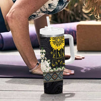 Flores de Mayo and Filipino Fiesta Tumbler With Handle The Sun-Jasmine and Polynesian Yakan Tattoo Barong Style