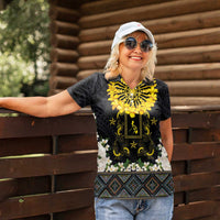 Flores de Mayo and Filipino Fiesta Women Polo Shirt The Sun-Jasmine and Polynesian Yakan Tattoo Barong Style