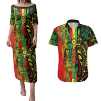Aotearoa Reggae Couples Matching Puletasi and Hawaiian Shirt Maori Reggae-One Love