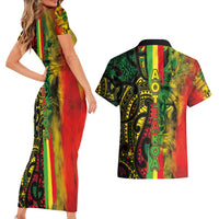Aotearoa Reggae Couples Matching Short Sleeve Bodycon Dress and Hawaiian Shirt Maori Reggae-One Love