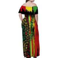 Aotearoa Reggae Family Matching Off Shoulder Maxi Dress and Hawaiian Shirt Maori Reggae-One Love