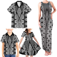Aotearoa Tukutuku and Poutama Motif Classic Family Matching Tank Maxi Dress and Hawaiian Shirt