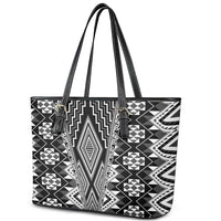 Aotearoa Tukutuku and Poutama Motif Classic Leather Tote Bag