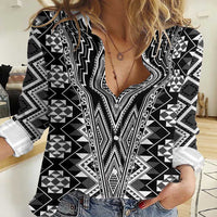 Aotearoa Tukutuku and Poutama Motif Classic Women Casual Shirt