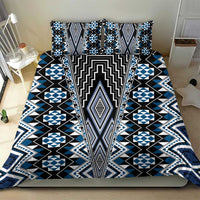 Blue Aotearoa Tukutuku and Poutama Motif Bedding Set