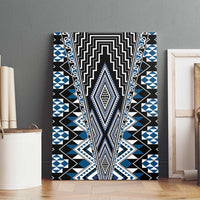 Blue Aotearoa Tukutuku and Poutama Motif Canvas Wall Art