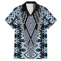 Blue Aotearoa Tukutuku and Poutama Motif Family Matching Puletasi and Hawaiian Shirt