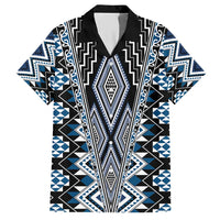 Blue Aotearoa Tukutuku and Poutama Motif Hawaiian Shirt