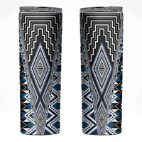 Blue Aotearoa Tukutuku and Poutama Motif Skinny Tumbler