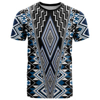 Blue Aotearoa Tukutuku and Poutama Motif T Shirt