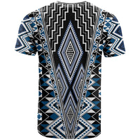 Blue Aotearoa Tukutuku and Poutama Motif T Shirt