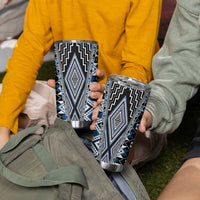 Blue Aotearoa Tukutuku and Poutama Motif Tumbler Cup