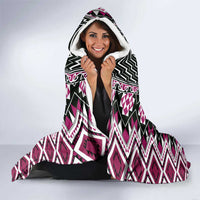 Pink Aotearoa Tukutuku and Poutama Motif Hooded Blanket LT03 - Polynesian Pride
