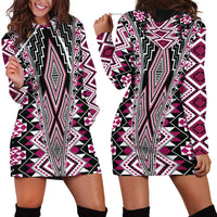 Pink Aotearoa Tukutuku and Poutama Motif Hoodie Dress