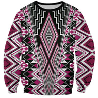 Pink Aotearoa Tukutuku and Poutama Motif Sweatshirt LT03 Unisex Pink - Polynesian Pride