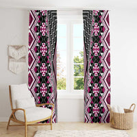 Pink Aotearoa Tukutuku and Poutama Motif Window Curtain