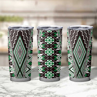 Green Aotearoa Tukutuku and Poutama Motif Tumbler Cup