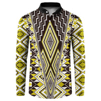 Yellow Aotearoa Tukutuku and Poutama Motif Button Sweatshirt
