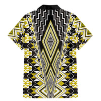 Yellow Aotearoa Tukutuku and Poutama Motif Family Matching Mermaid Dress and Hawaiian Shirt