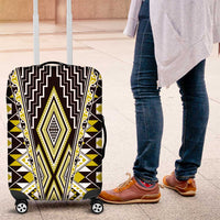 Yellow Aotearoa Tukutuku and Poutama Motif Luggage Cover