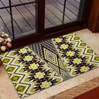 Yellow Aotearoa Tukutuku and Poutama Motif Rubber Doormat