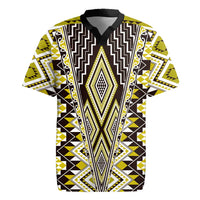 Yellow Aotearoa Tukutuku and Poutama Motif Rugby Jersey