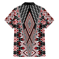 Red Aotearoa Tukutuku and Poutama Motif Family Matching Long Sleeve Bodycon Dress and Hawaiian Shirt