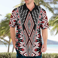 Red Aotearoa Tukutuku and Poutama Motif Hawaiian Shirt