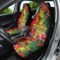Hawaiian Reggae Car Seat Cover Tropical Plants and Tribal Kakau Tattoo-One Love Jawaiian