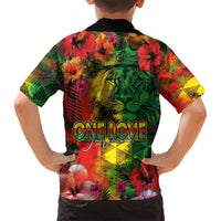 Hawaiian Reggae Family Matching Tank Maxi Dress and Hawaiian Shirt Tropical Plants and Tribal Kakau Tattoo-One Love Jawaiian