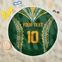 Custom Cook Islands Rugby League Beach Blanket Tatau Tribal Pattern-Special Edition Green Color