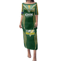 Custom Cook Islands Rugby League Family Matching Puletasi and Hawaiian Shirt Tatau Tribal Pattern-Special Edition Green Color