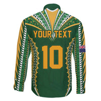 Custom Cook Islands Rugby League Family Matching Short Sleeve Bodycon Dress and Hawaiian Shirt Tatau Tribal Pattern-Special Edition Green Color