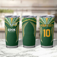 Custom Cook Island Rugby League 2025 Tumbler Cup Tatau Tribal Pattern-Special Edition Green Color