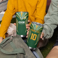 Custom Cook Island Rugby League 2025 Tumbler Cup Tatau Tribal Pattern-Special Edition Green Color