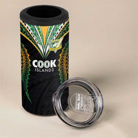 Custom Cook Island Rugby League 2025 4 in 1 Can Cooler Tumbler Tatau Tribal Pattern-Special Edition Black Color