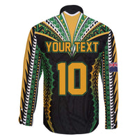 Custom Cook Islands Rugby League Family Matching Off Shoulder Short Dress and Hawaiian Shirt Tatau Tribal Pattern-Special Edition Black Color