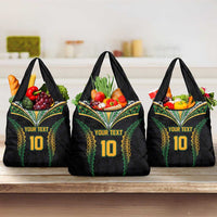 Custom Cook Islands Rugby League Grocery Bag Tatau Tribal Pattern-Special Edition Black Color