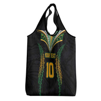 Custom Cook Islands Rugby League Grocery Bag Tatau Tribal Pattern-Special Edition Black Color