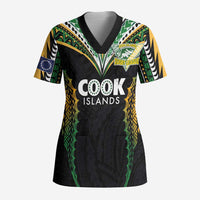 Custom Cook Islands Rugby League Scrub Top Tatau Tribal Pattern-Special Edition Black Color - Polynesian Pride