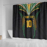 Custom Cook Islands Rugby League Shower Curtain Tatau Tribal Pattern-Special Edition Black Color