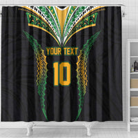 Custom Cook Islands Rugby League Shower Curtain Tatau Tribal Pattern-Special Edition Black Color