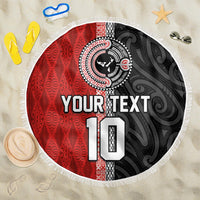 Custom Tonga and New Zealand Rugby Beach Blanket Maori Mix Ngatu Pattern