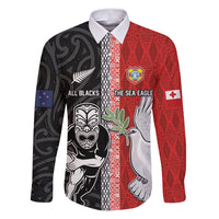 Custom Tonga and New Zealand Rugby Family Matching Puletasi and Hawaiian Shirt Maori Mix Ngatu Pattern