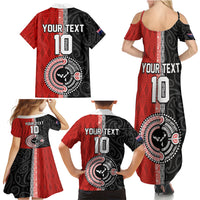 Custom Tonga and New Zealand Rugby Family Matching Summer Maxi Dress and Hawaiian Shirt Maori Mix Ngatu Pattern