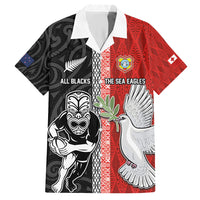 Custom Tonga and New Zealand Rugby Family Matching Tank Maxi Dress and Hawaiian Shirt Maori Mix Ngatu Pattern