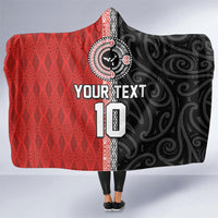 Custom Tonga and New Zealand Rugby Hooded Blanket Maori Mix Ngatu Pattern
