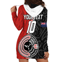 Custom Tonga and New Zealand Rugby Hoodie Dress Maori Mix Ngatu Pattern
